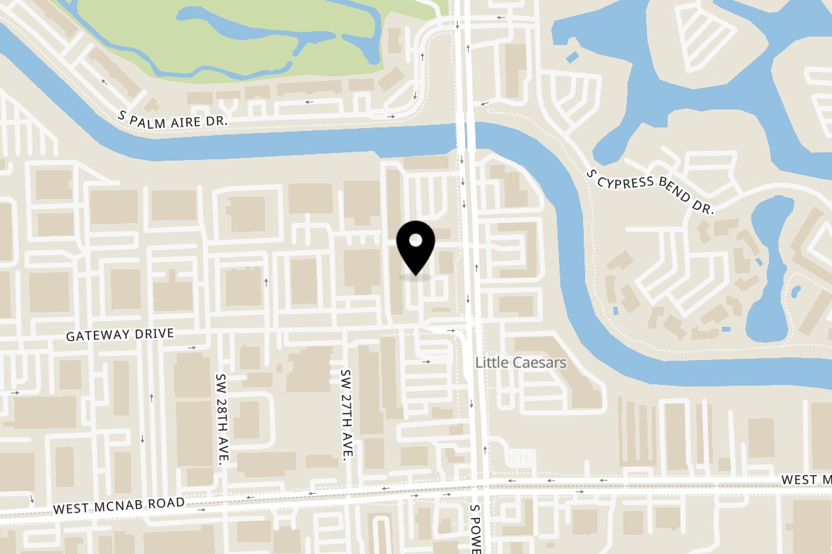 Map showing the location of 5th Element Indian Grill Pompano Beach on 1325 S Powerline Rd in Pompano Beach